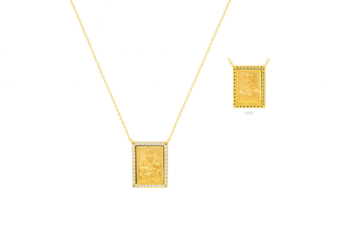 Diamond Scapular Medal Necklace