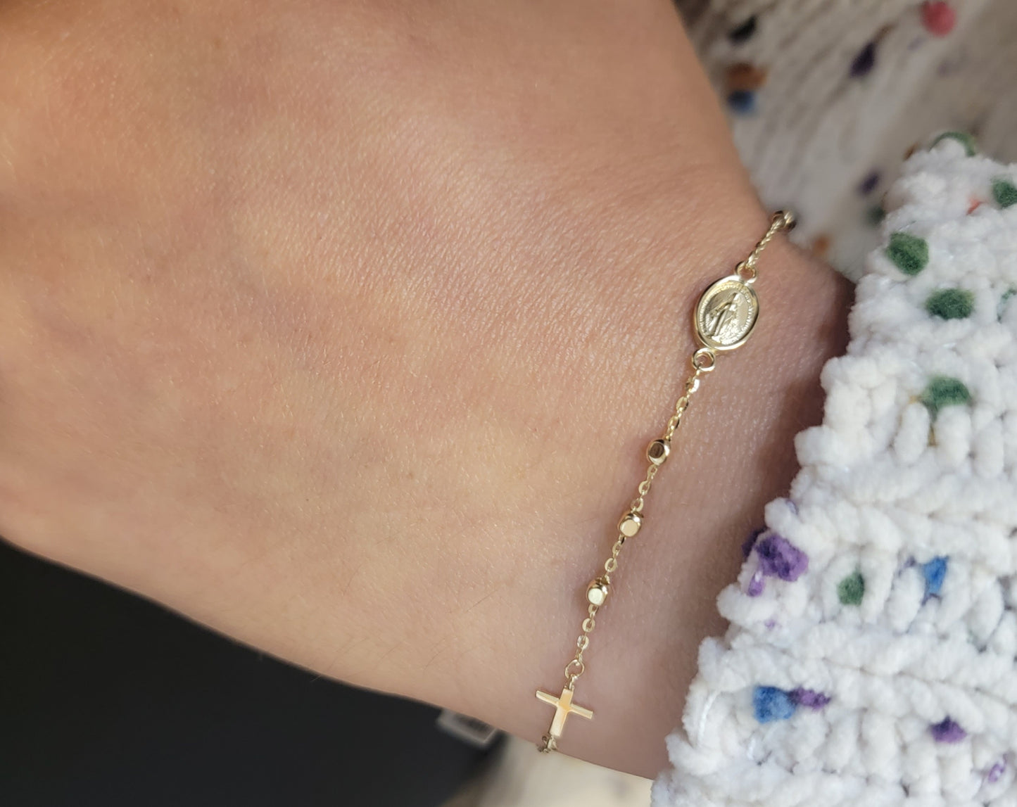 Miraculous Medal and Cross Rosary Bracelet