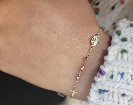 Miraculous Medal and Cross Rosary Bracelet