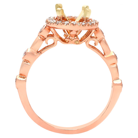 18 Karat Rose Gold Diamond Halo Semi-Mount Engagement Ring