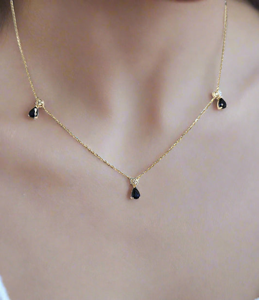 Vibrant Pear Shape Color Stone and Diamond Bezels Dangle Necklace