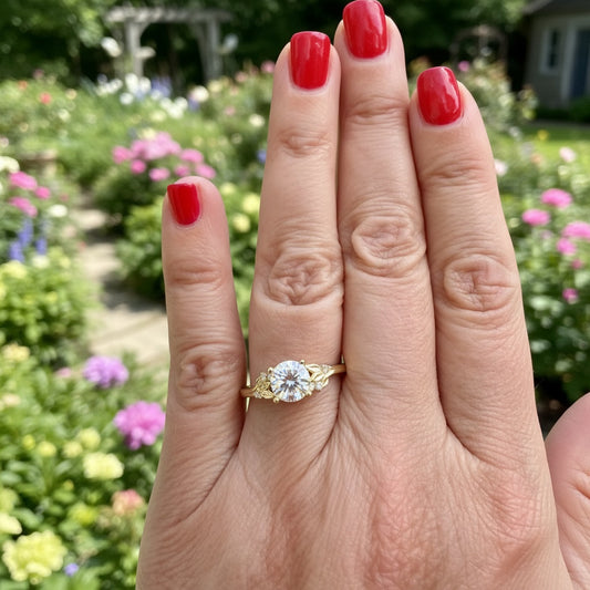 14K Yellow Gold Diamond Vine Engagement Ring Setting