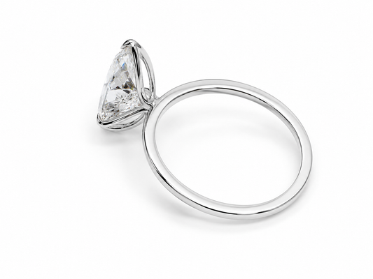 14K White Gold 1.06 CT Lab Grown Pear Diamond Tulip Prong Solitaire Ring