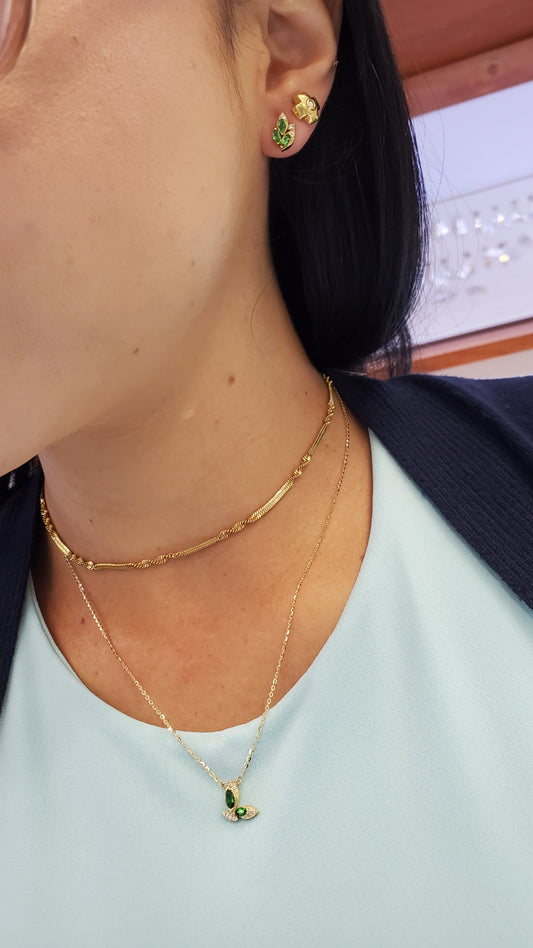 Color Stone Marquisse Diamond Butterfly Necklace