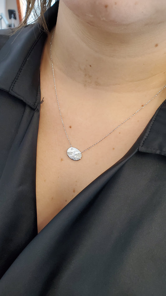 14K Gold Diamond Oval Necklace
