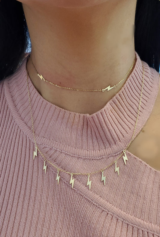 Multi-Dangle Lightning Bolt Choker Necklace