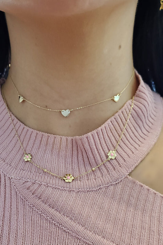 Small Three Heart Choker Necklace