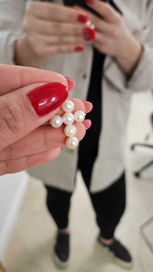 Large Fresh Water Pearl 5-6mm Cross on Wire