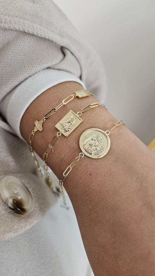 Scapular Medal On Paper Clip Bracelet