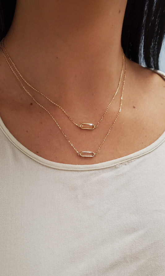 Oval Citrine or White Topaz Necklace
