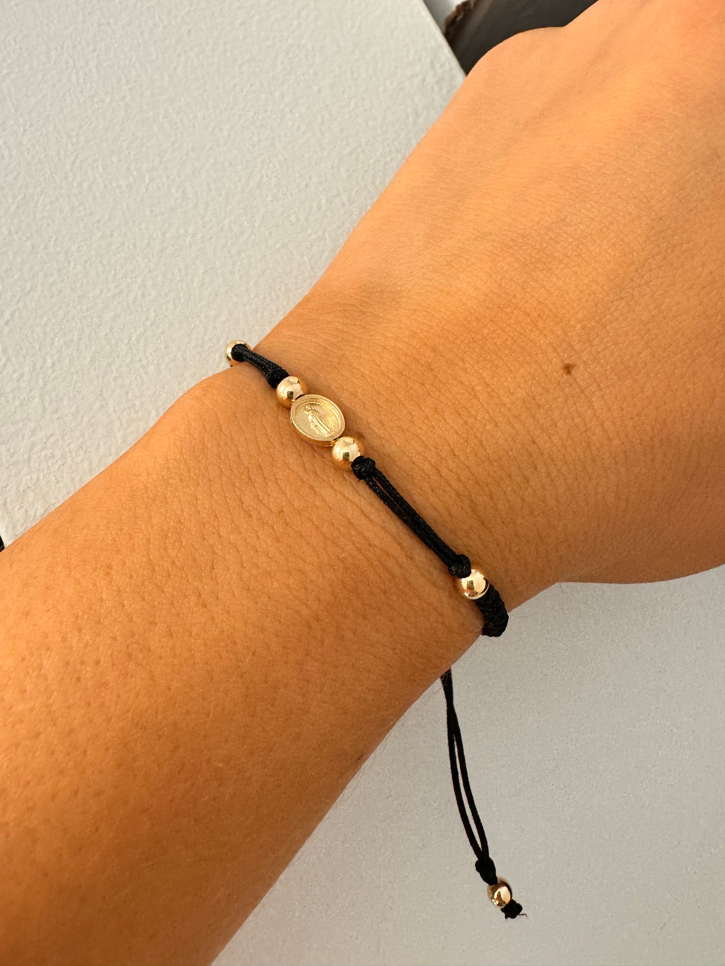 Miraculous or Guadalupe small Medal Macrame Bracelet