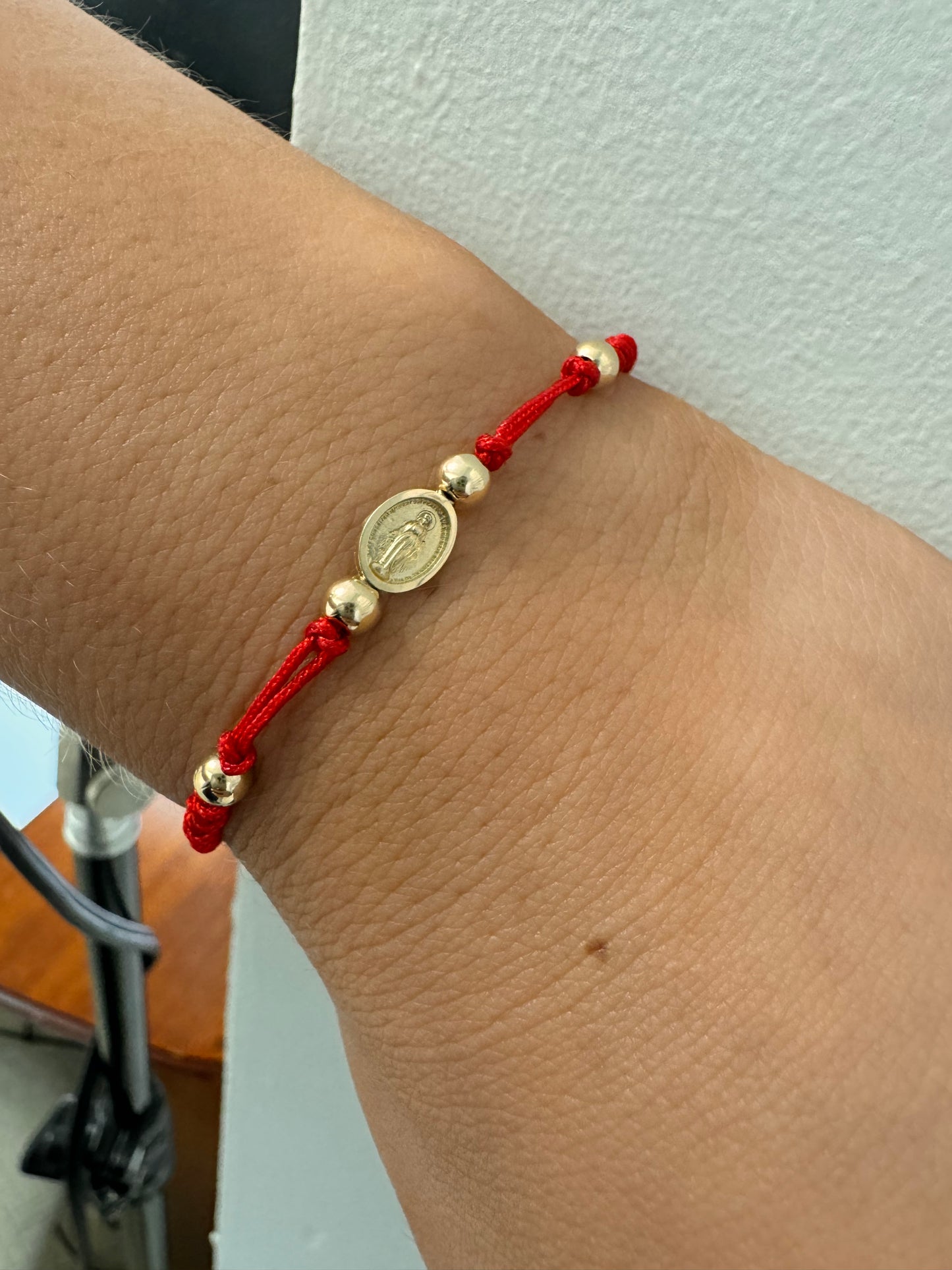 Miraculous or Guadalupe small Medal Macrame Bracelet