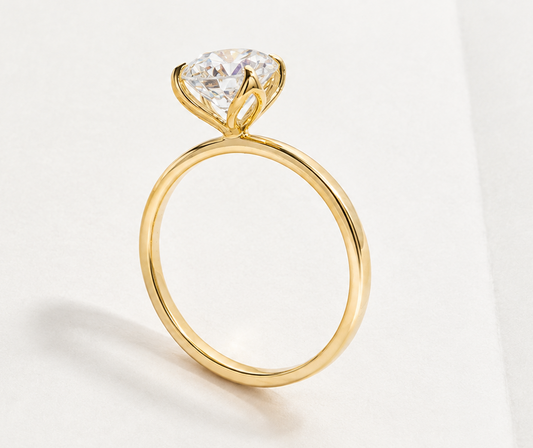 14K Yellow Gold 1.96 CT Lab Grown Round Diamond Tulip Prong Solitaire Ring