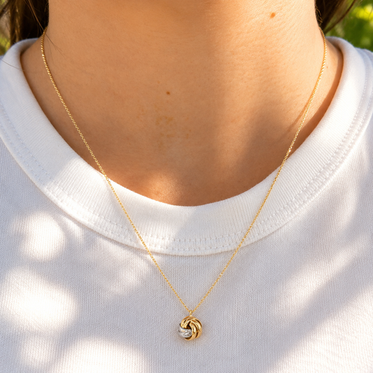 Two-Tone Love Knot Necklace