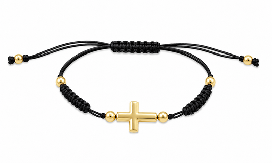 Puff Cross Macrame Bracelet