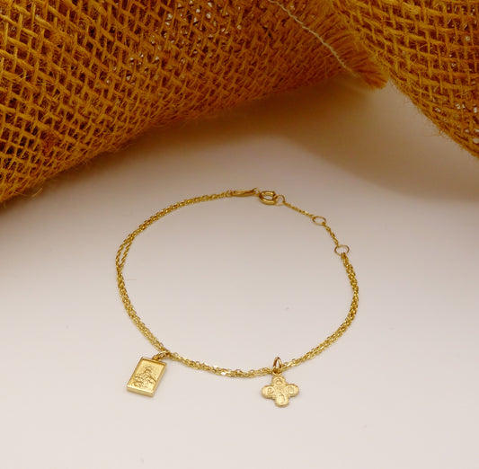 Double Scapular And 4 Way Cross Medals Bracelet