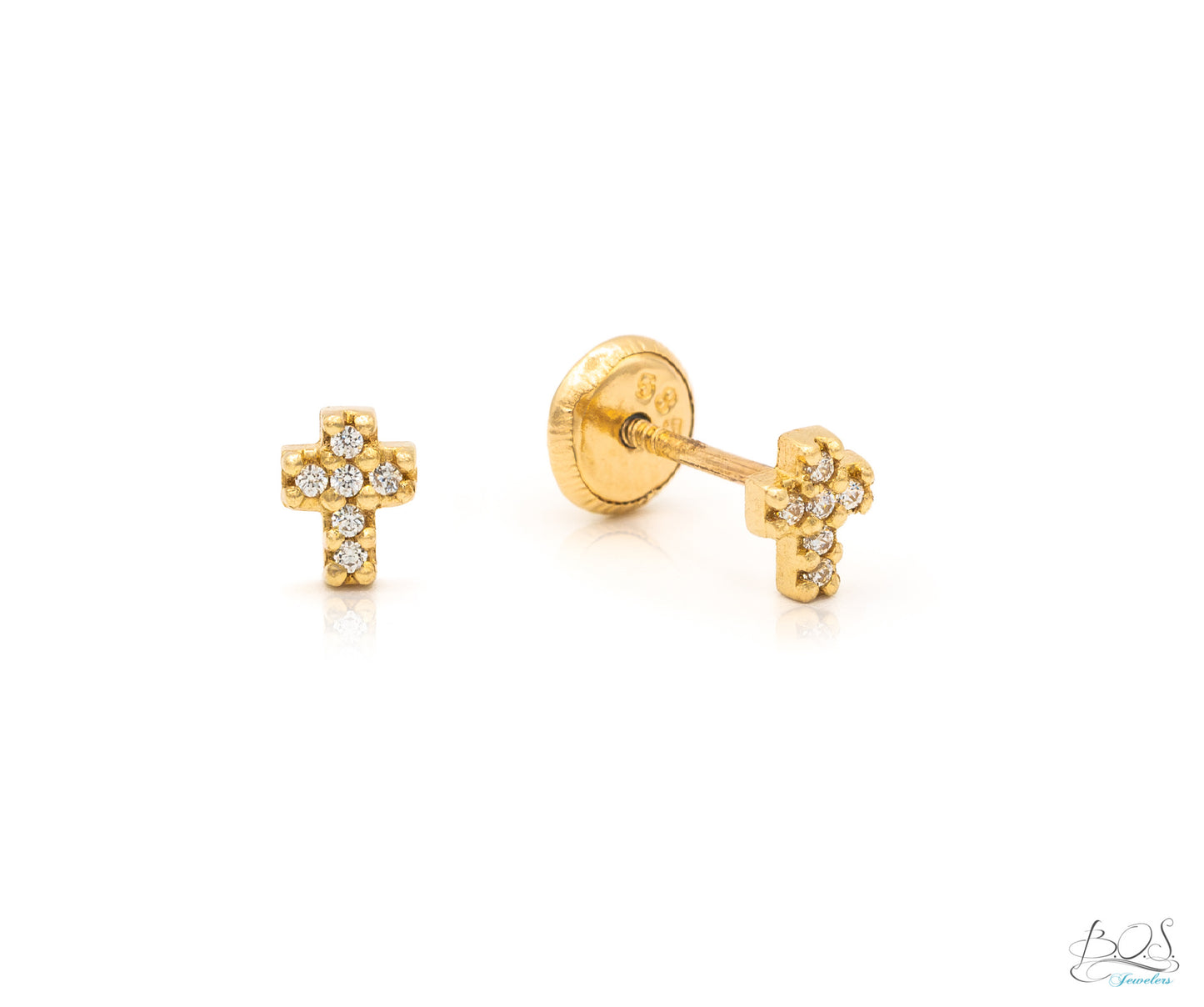 14K Gold CZ Mini Cross