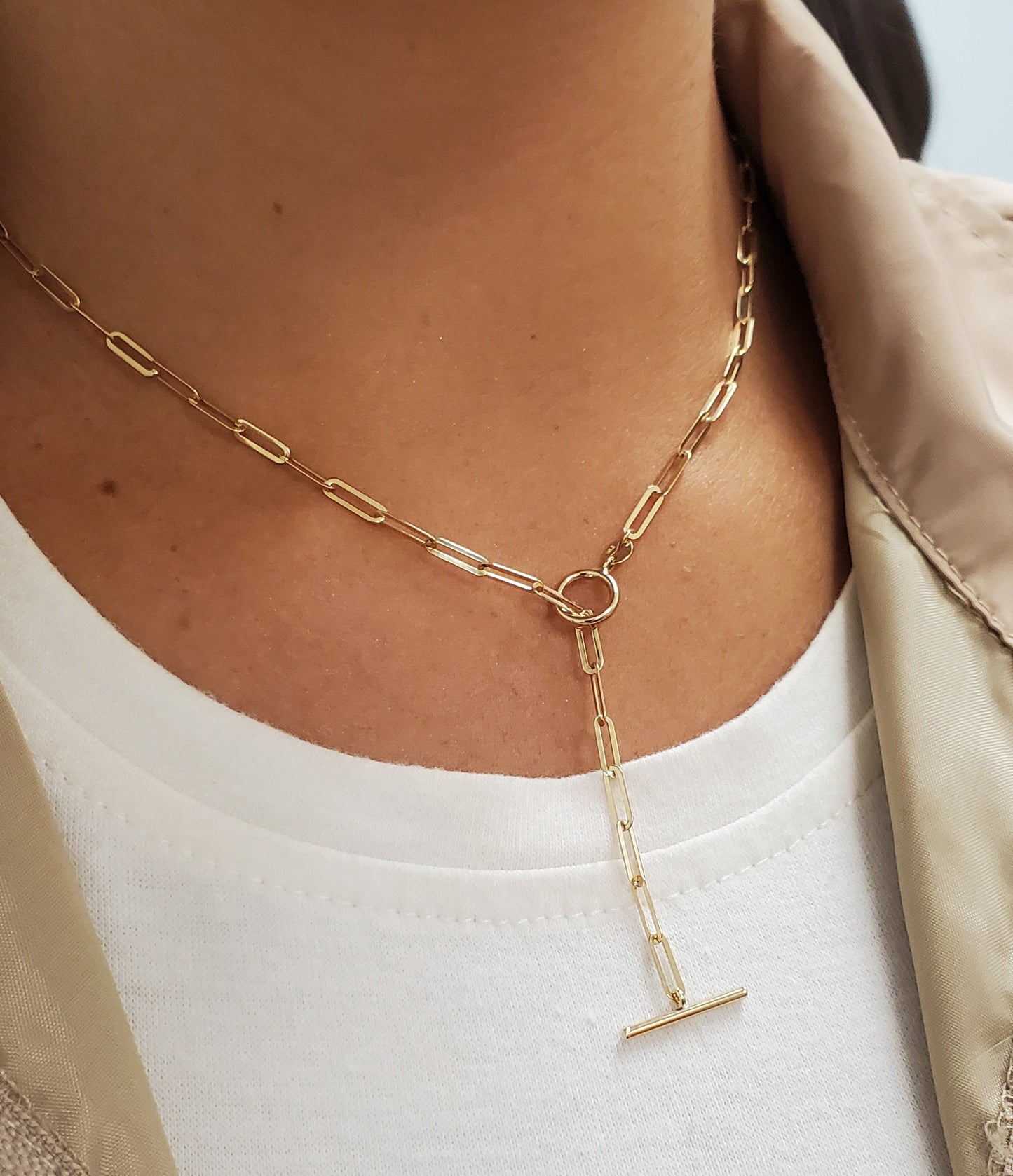 Toggle Clasp Paper Clip Necklace