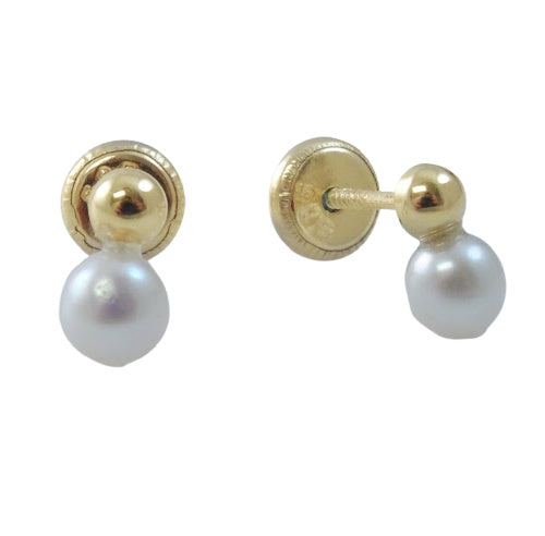 Gold and Pearl Baby Earrings
