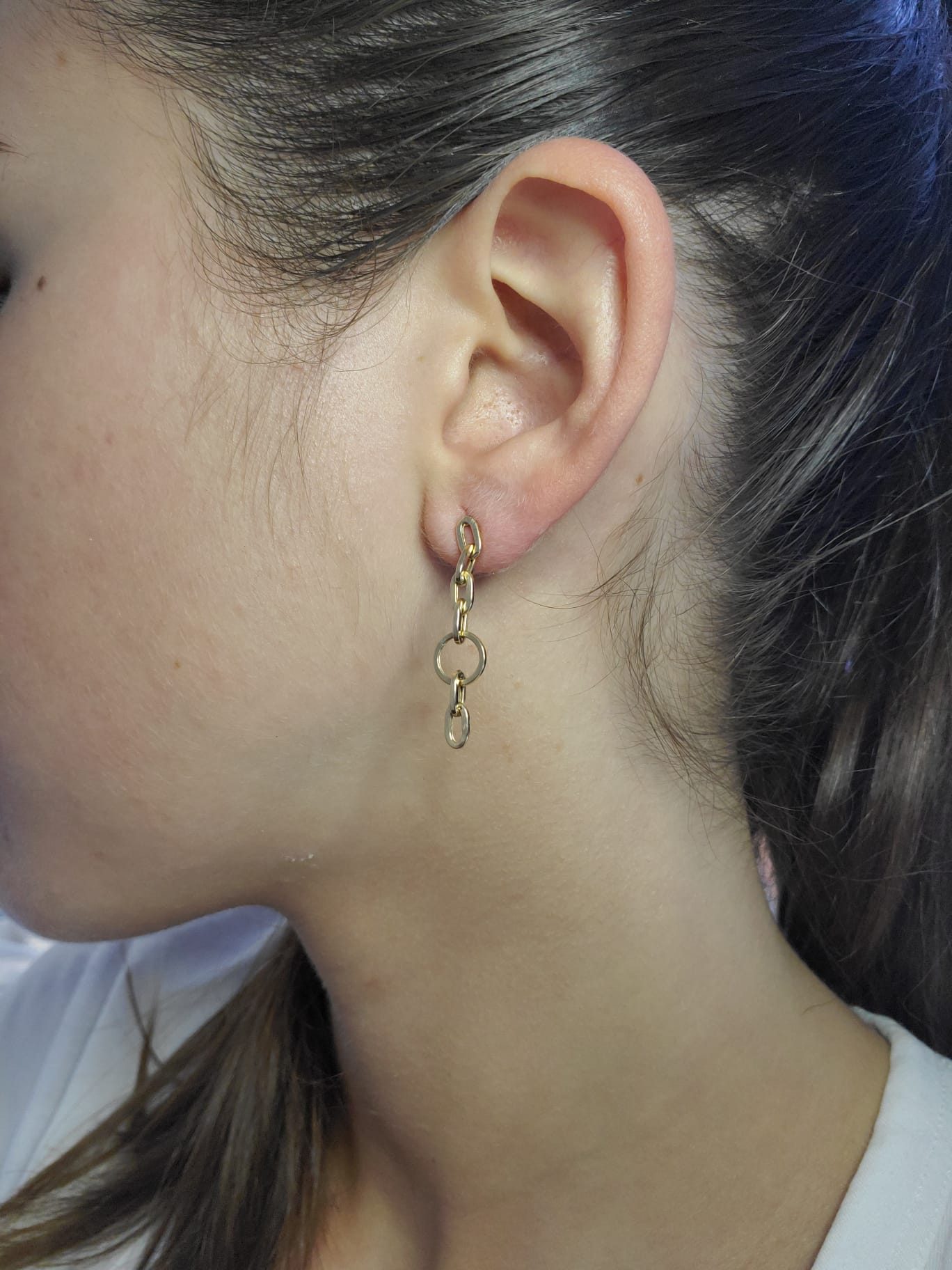 Multi Link Long Earring Crafted in 14 karat Gold
