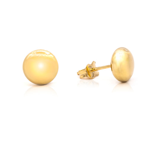 14K Yellow Gold Button 9mm Flat Earring