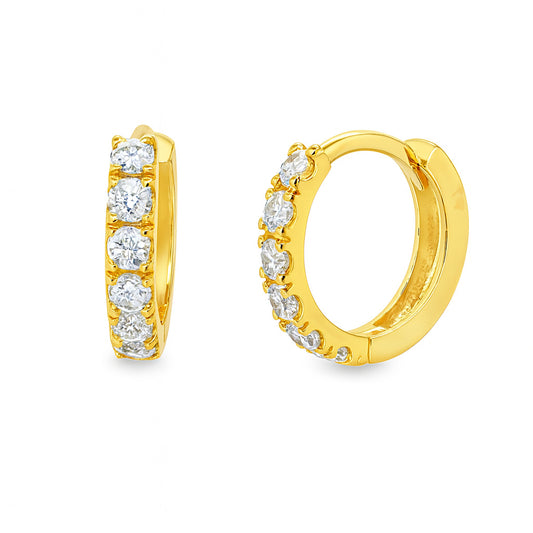 Pave Cubic Zirconia Huggie Hoop Earrings