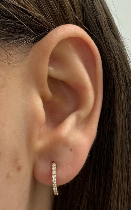 Thin Cubic Zirconia Huggie Hoop Earrings