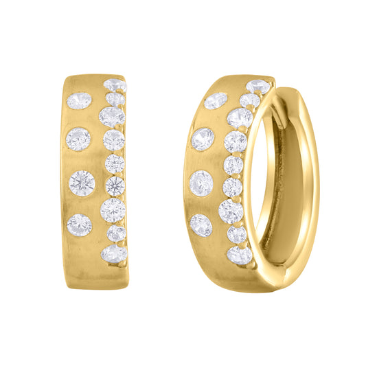 Satin Bezel Diamond Huggies