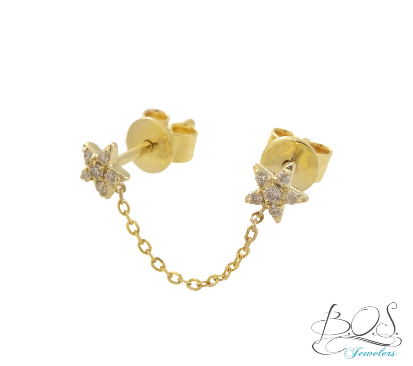 14K Gold Star Double Hole Earring