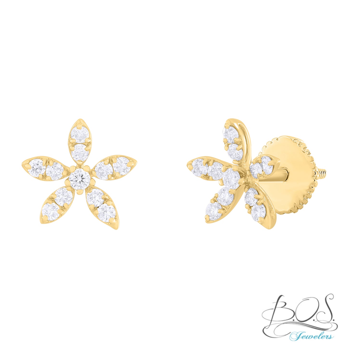 14K Gold Diamond Lotus Flower