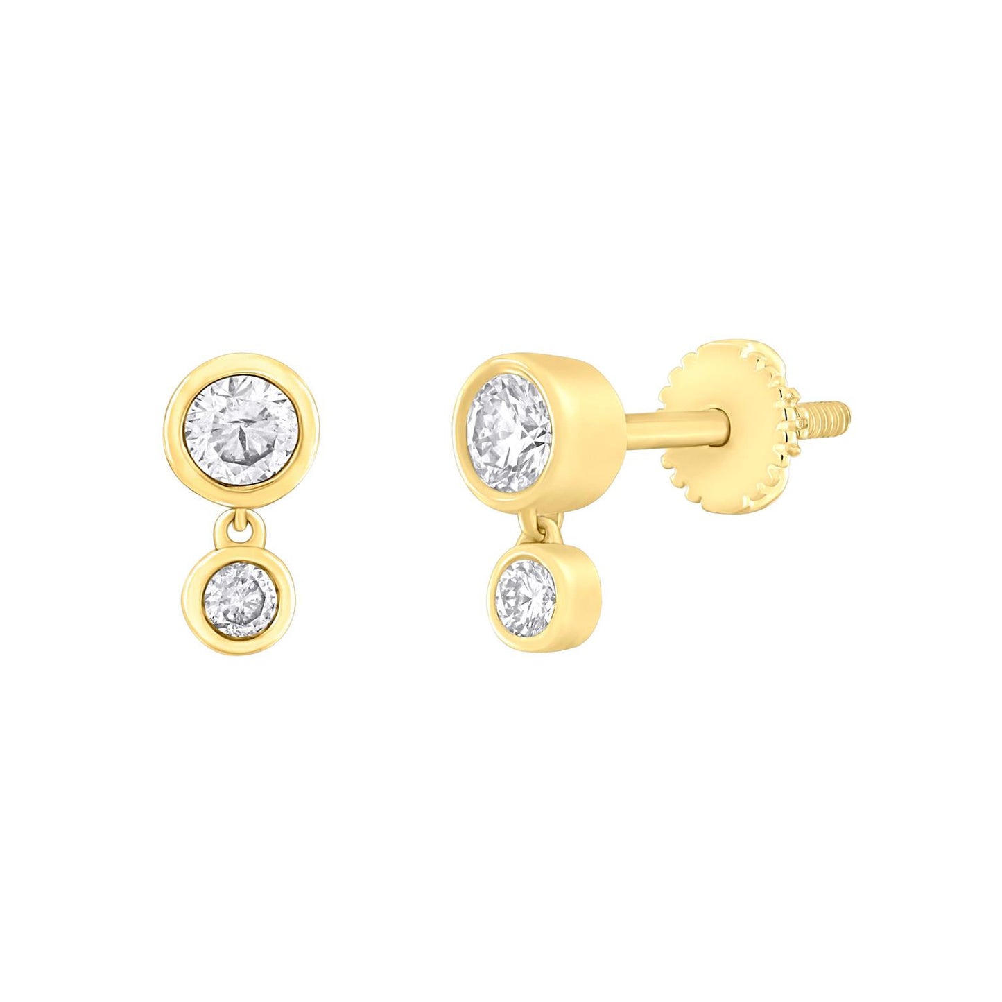 Mini Diamond Bezel Dangle Stud Earrings
