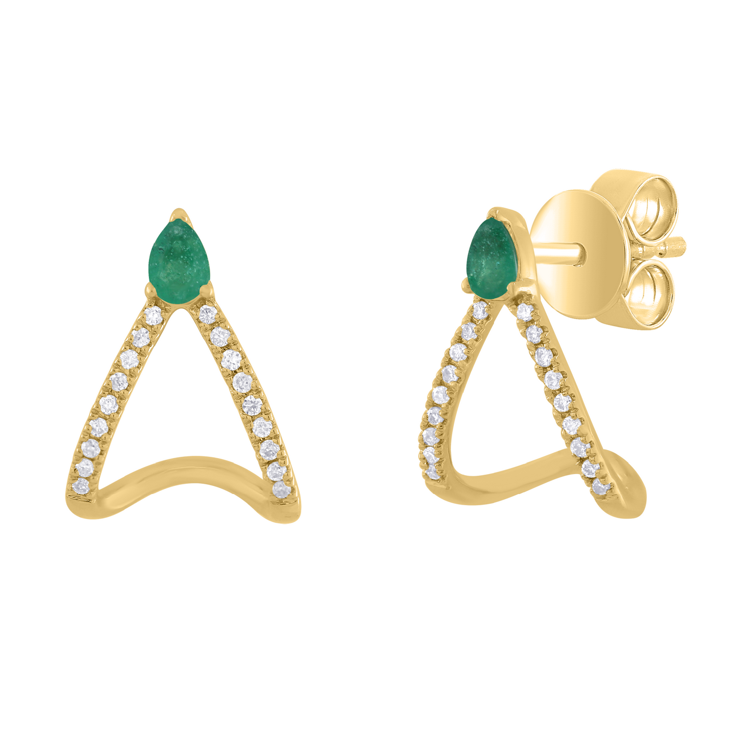Pear Shape Miniature Cage Design with Color Stone Earring