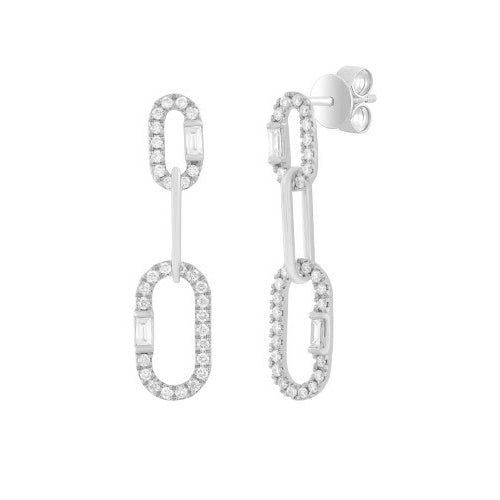 Diamond Paperclip Dangle Earrings