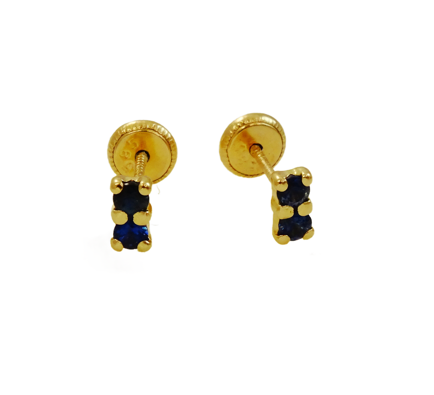 14K Gold two color Stone baby earrings