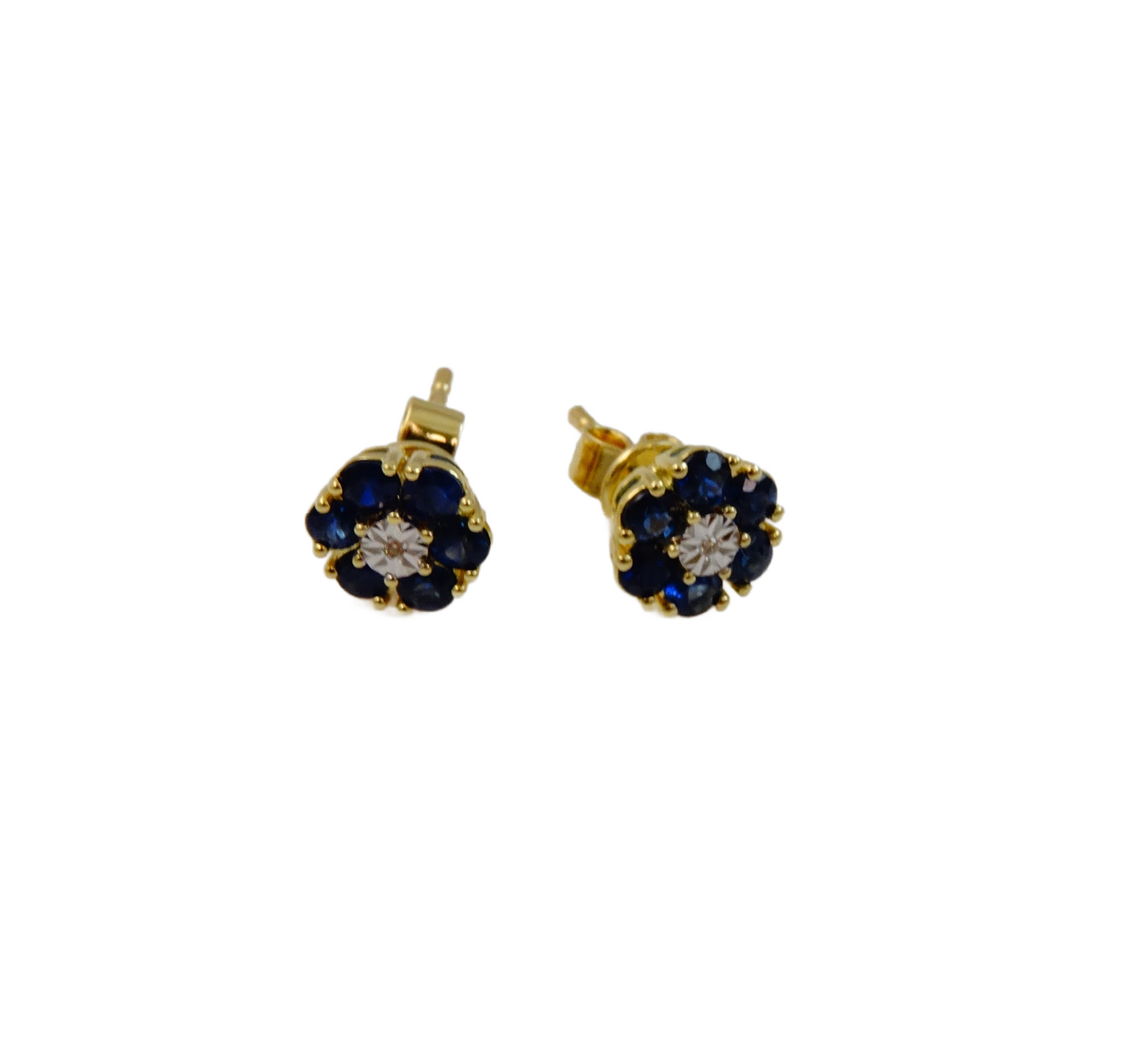 14K Gold Color Stone Flower with Diamond Illusion