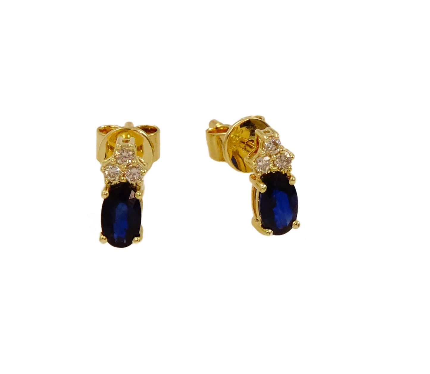 14K Gold Trio Diamond with Oval Shape Color Stone