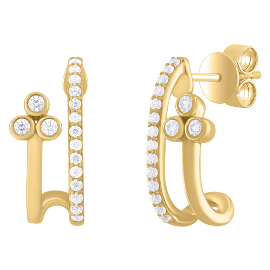 Wrap Around Trio Bezel Diamond Earrings