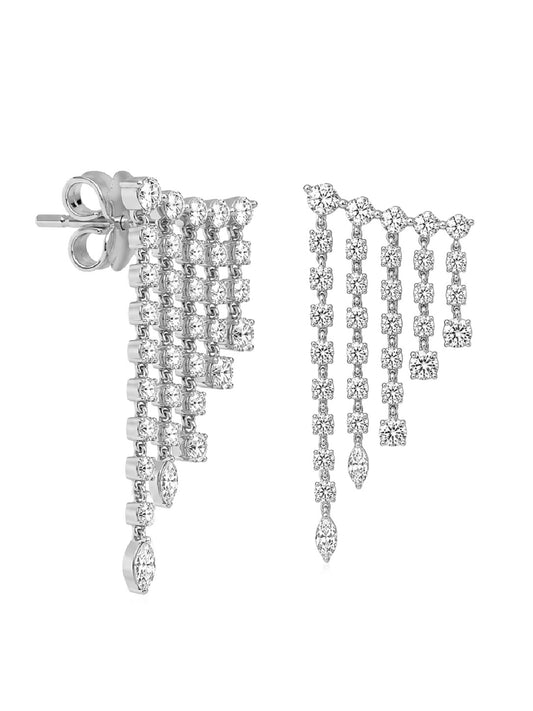 Diamond Cascade Fringe Earrings