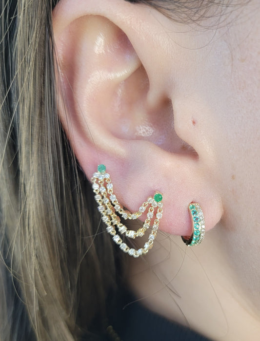 Triple Chain Diamond Dangle Earring