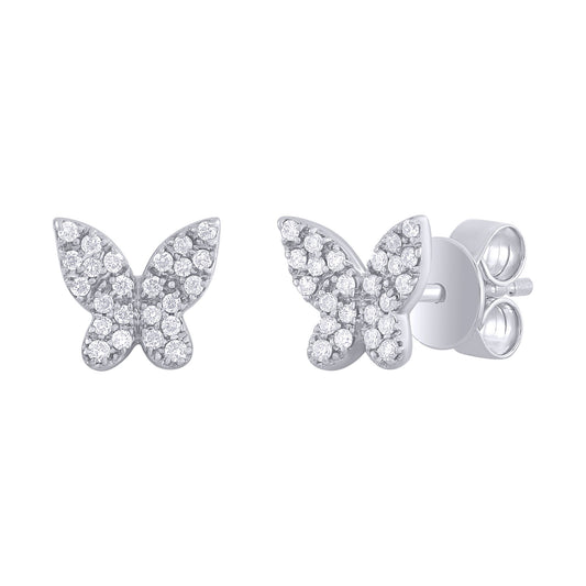 Diamond Butterfly Stud Earrings