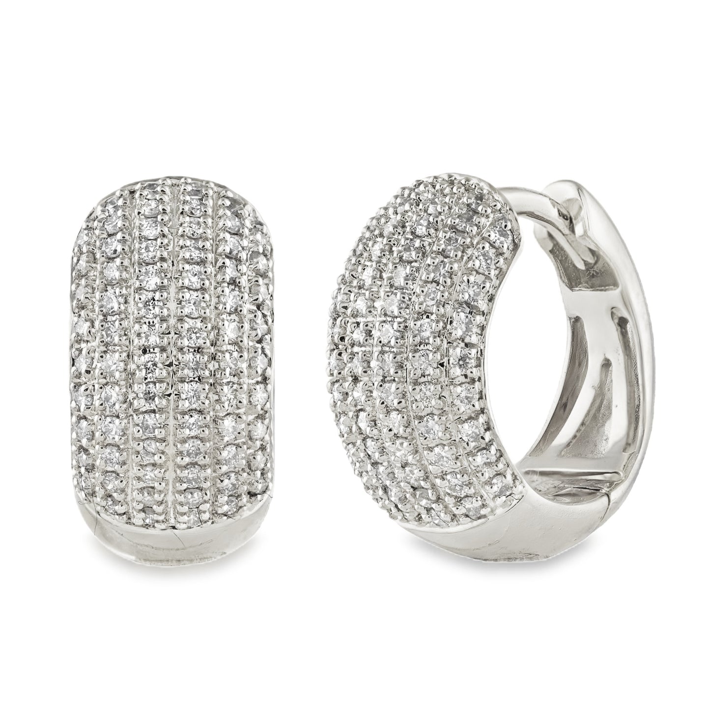 Timeless Sparkle: 14K Gold Dome Pave Diamond Huggie Earrings