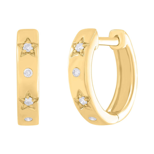 Star Diamond Huggie Hoop Earrings