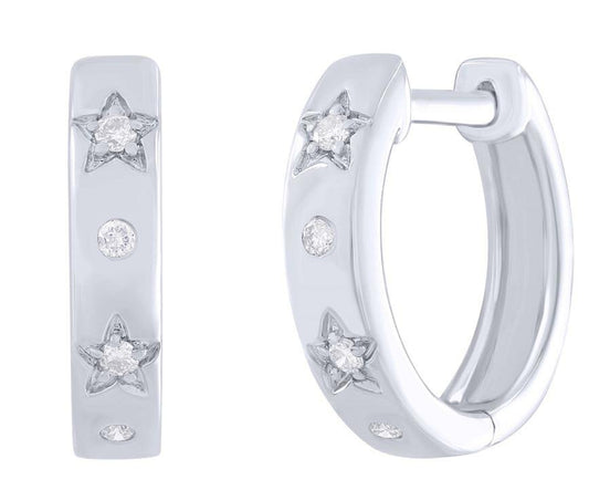 Star Diamond Huggie Hoop Earrings
