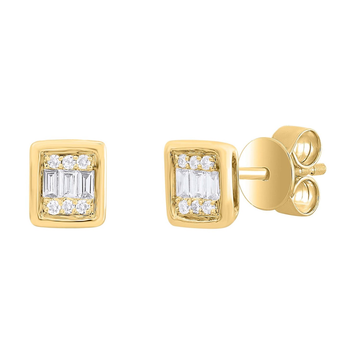 Diamond Square Mosaic Baguette Earrings