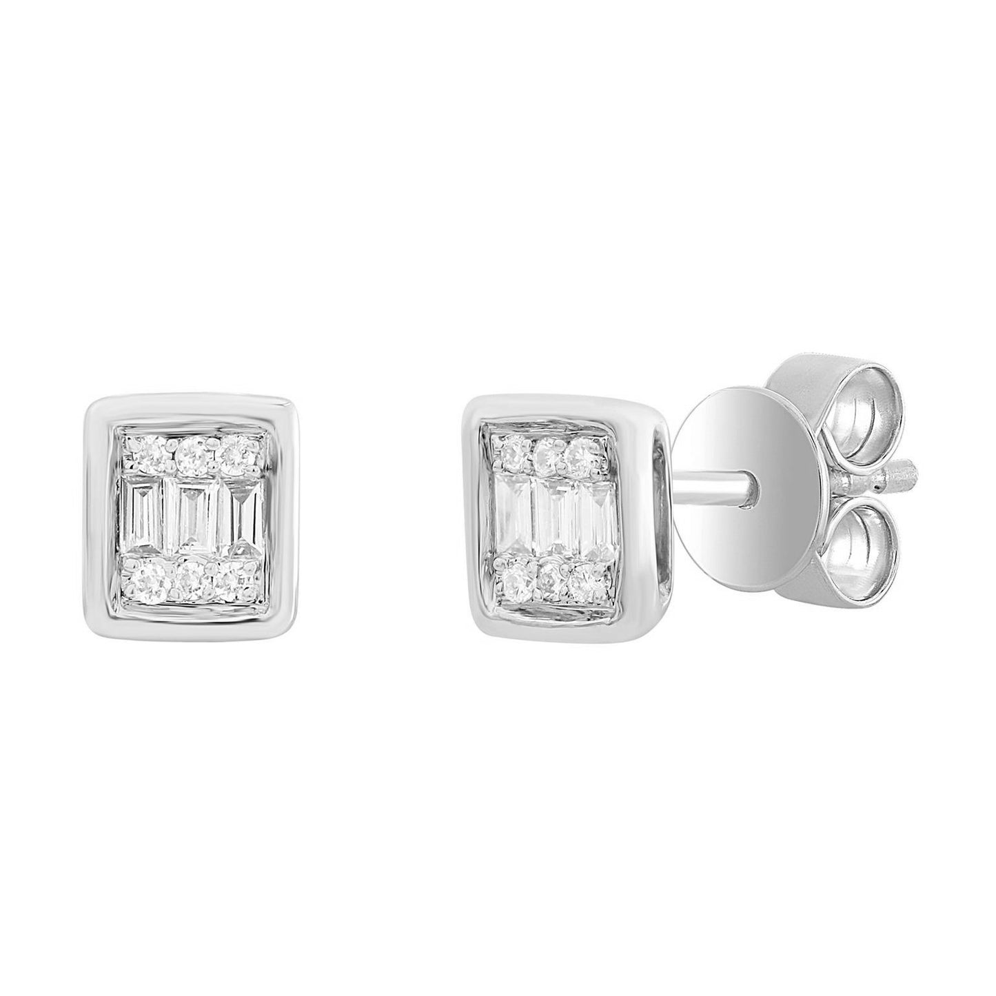Diamond Square Mosaic Baguette Earrings