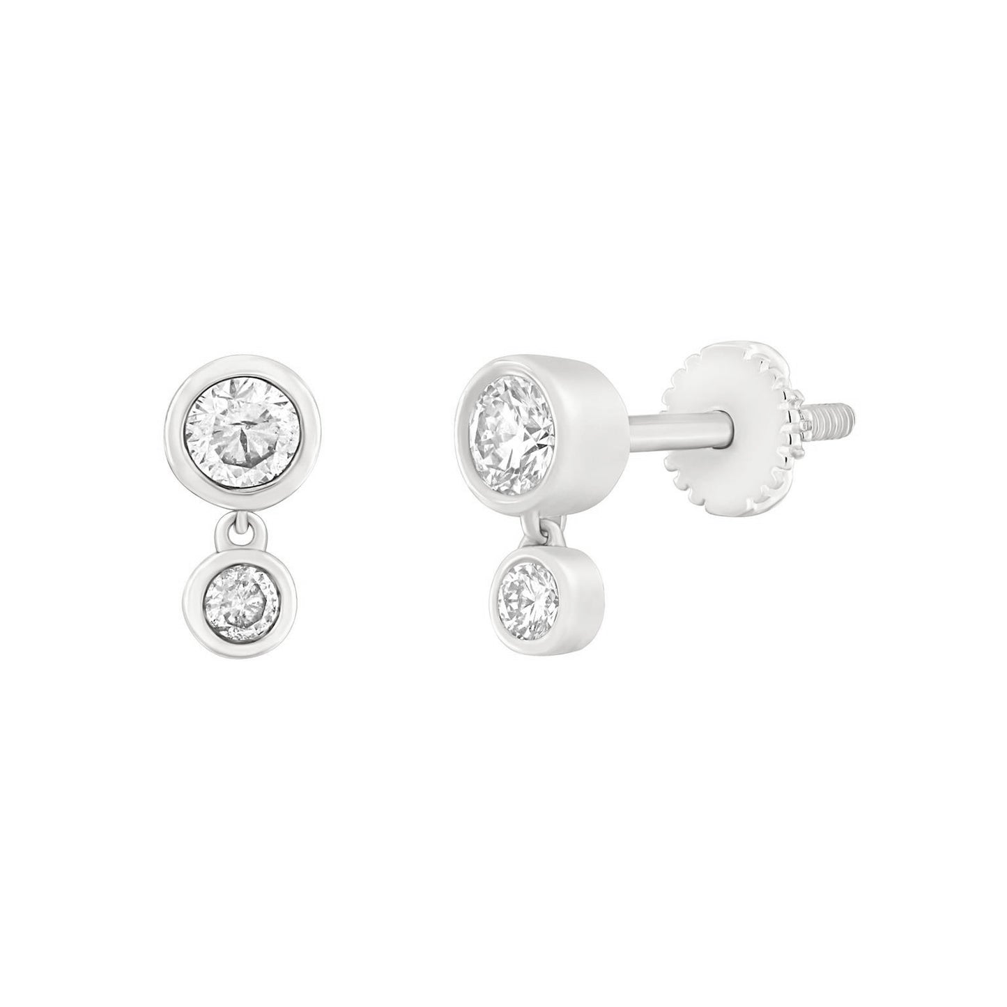 Mini Diamond Bezel Dangle Stud Earrings
