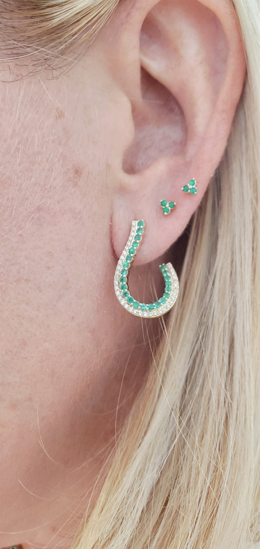 Medium Color Stone Trio Earrings