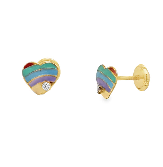 Rainbow Heart with Cubic Zirconia Baby Earring