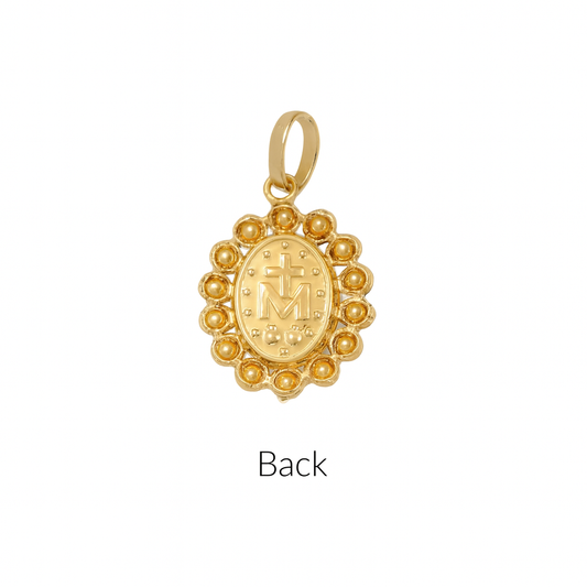 Embellished Miraculous Medal Pendant with Cubic Zirconia
