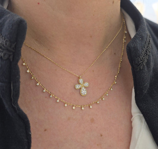 Beaded Diamond Cross Pendant